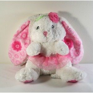 Aurora Bunny Rabbit 10" Plush White Pink Floral Lop Ear Tutu Lopsie Wopsie 2014